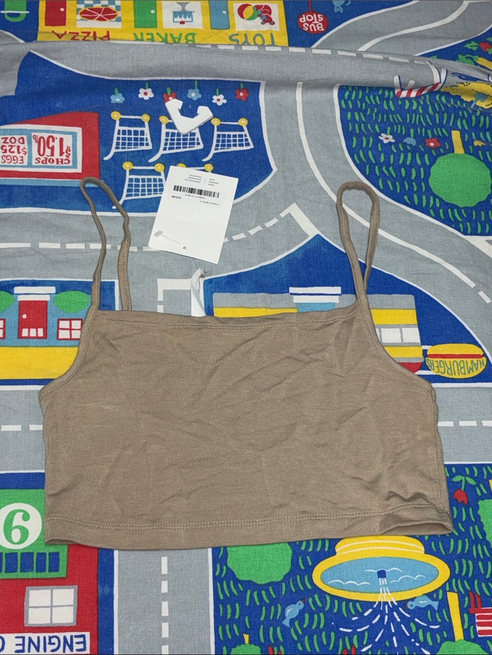 Oak + Fort beige sleeveless crop top